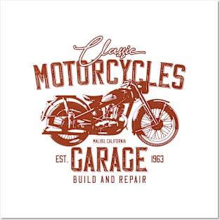 Classic Motorcycles Garage California Posters and Art